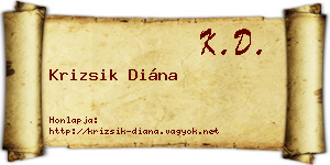 Krizsik Diána névjegykártya